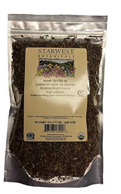 Starwest Botanicals Lungwort Herb Organic C/S 4 Oz Starwest Botanicals Lungwort Herb Organic C/S 4 Oz