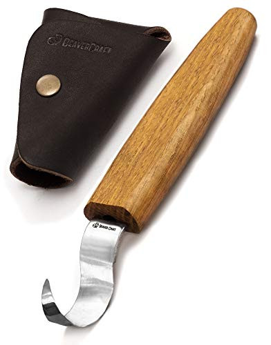 BeaverCraft SK1S Hook Knife Wood Carving Spoon Carving Knife with Leather Sheath - Wood Carving Hook Knife - Spoon Bowl Carving Tools - Wood Carving Tools
