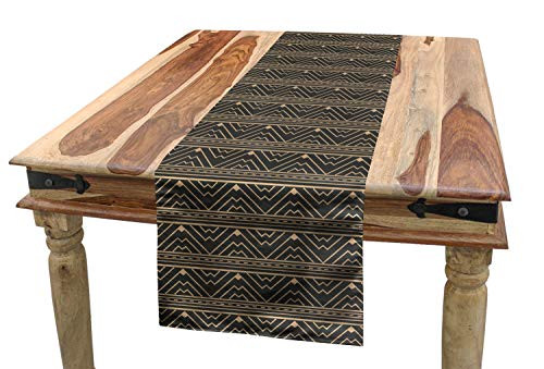 Ambesonne Tribal Table Runner Native American Aztec Pattern in Geometric Triangle Wave Ethnic Damask Print Dining Room Kitchen Rectangular Runner 16 inch X 72 inch Tan Grey