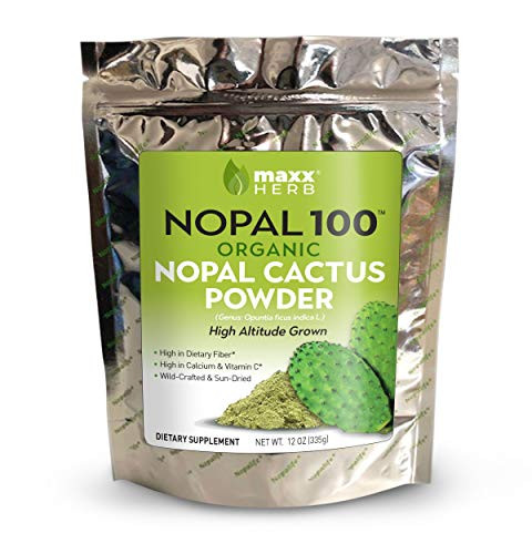 Maxx Herb Nopal 100 Organic Green Nopal Cactus Powder -12 oz- for Healthy Digestion  and  Blood Sugar Balance High in Dietary Fiber Calcium  and  Vitamin C Vegan Non-GMO and Gluten Free -1 Bag-