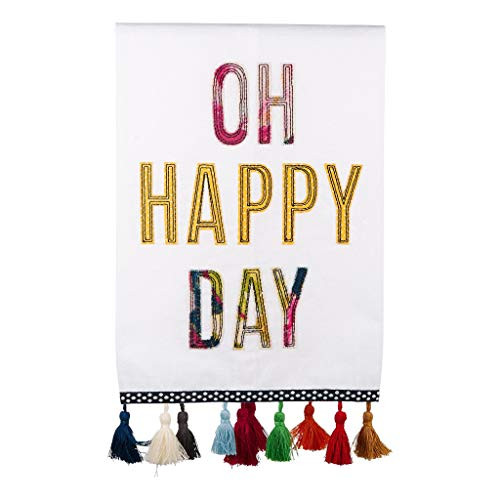 Glory Haus Tea Towels for Every Occasion Fair Trade  and  Handmade Cotton Machine Washable -Oh Happy Day-