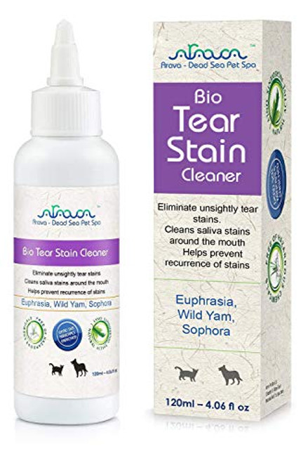 Arava - Tear Stain Remover - Eye Stain Cleaner for Dogs and Cats - Natural Ingredients and 26 Dead Sea Minerals - Safe and Effective for Pets - Removes Tear and Saliva Stains and Prevents New Ones Arava - Tear Stain Remover - Eye Stain Cleaner for Dogs and Cats - Natural Ingredients and 26 Dead Sea Minerals - Safe and Effective for Pets - Removes Tear and Saliva Stains and Prevents New Ones