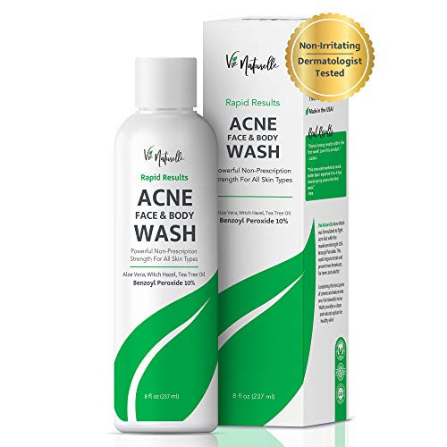 Acne Face Wash  and  Acne Body Wash with Benzoyl Peroxide for Natural Acne Treatment for Face  and  Body - Face Cleanser  and  Face Wash for Women  and  Men -8 Fl Oz-