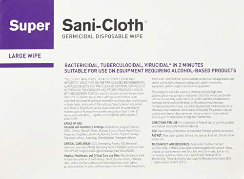 PDI SUPER SANI CLOTH GERMICIDAL DISPOSABLE WIPES Super Sani Cloth Large Wipes Individual 50/bx