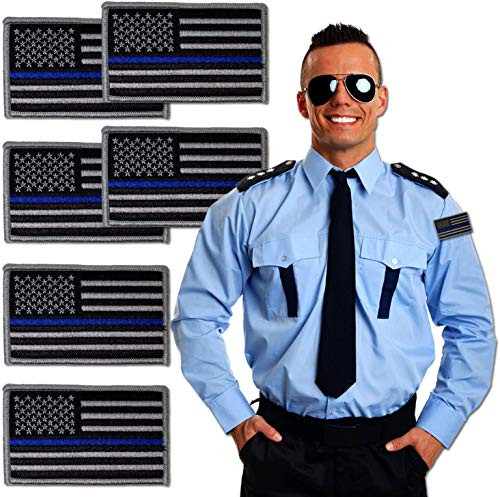 Thin Blue Line Embroidered American Flag Patch - Blue Series Patch for Law Enforcement Support -6 Pack- Tactical US Flag Thin Blue Line Thin Blue Line Embroidered American Flag Patch - Blue Series Patch for Law Enforcement Support -6 Pack- Tactical US Flag Thin Blue Line