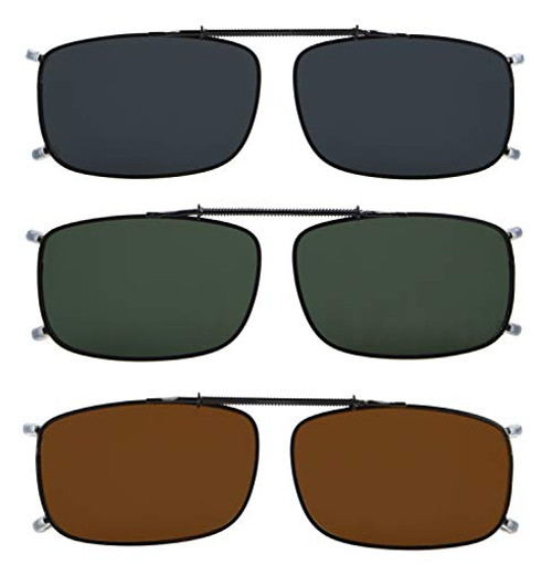 Eyekepper Grey/Brown/G15 Lens 3-pack Clip-on Polarized Sunglasses 2 1/16 inch x1 5/16 inch