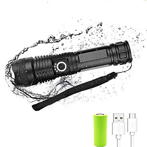 LED Tactical Flashlight XHP50 Ultra Lumens 6000 High Lumen USB Rechargeable Zoomable 5 Modes IP68 Waterproof Ultra Bright Handheld Flashlights Torch Best for Outdoor Flashlight with 26650 Battery LED Tactical Flashlight XHP50 Ultra Lumens 6000 High Lumen USB Rechargeable Zoomable 5 Modes IP68 Waterproof Ultra Bright Handheld Flashlights Torch Best for Outdoor Flashlight with 26650 Battery