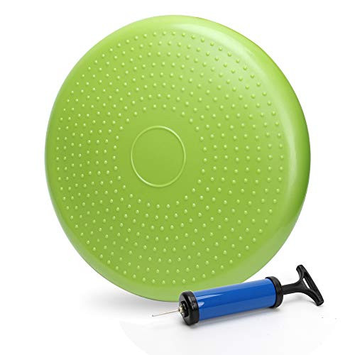 WIWAPLE Wiggle Seat Inflatable Stability Balance Disc Wobble Cushion Balance Disc Wiggle Seat Flexible Seating Classroom with Free Air Pump Sensory Kids -Office  and  Home  and  School- -Green-