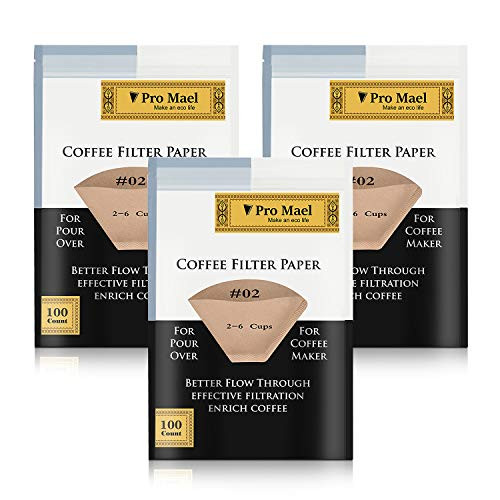 2 Cone Coffee Filters Paper Disposable for Pour Over and Drip Coffee Maker 300 Count Better Filtration No Blowouts Made from Unbleached Imported Japanese Filter Paper Natural Brown -3 Pack-