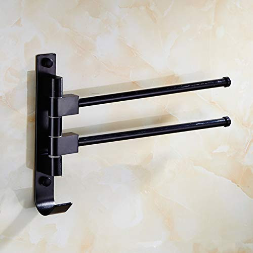 MOCOFO Bath Towel Holder Swing Out Towel Bar Stainless Steel Bathroom Hand Towel Rack 2 Bars Folding Arm Swivel Hanger Wall Mount Polished Finish -2 Bars Black- MOCOFO Bath Towel Holder Swing Out Towel Bar Stainless Steel Bathroom Hand Towel Rack 2 Bars Folding Arm Swivel Hanger Wall Mount Polished Finish -2 Bars Black-