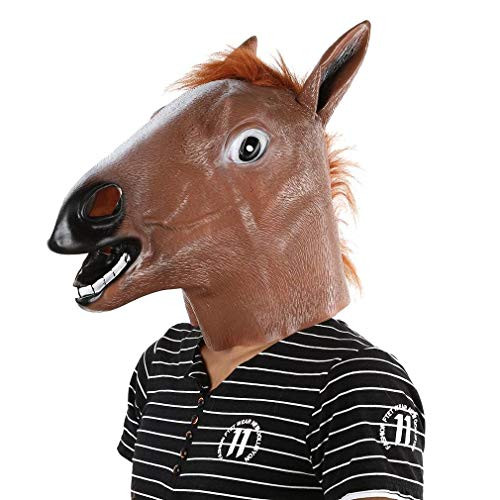 Horse Head Mask Latex Animal Costume Prop Gangnam Style Toys Party Halloween Brown