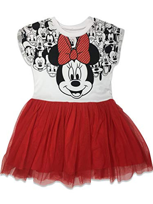 Disney Toddler Girls Minnie Mouse Tulle Dress White/Red -2T- Disney Toddler Girls Minnie Mouse Tulle Dress White/Red -2T-