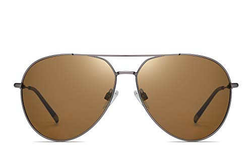 Mens Sunglasses Polarized UV Protection Aviator Sunglasses for Men and Women Retro Spring Hinges Sun Glasses -Brown-