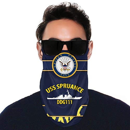 USS Spruance Ddg-111 Variety Face Towel Reusable Sports Neck Gaiter Scarf Face Mask Black