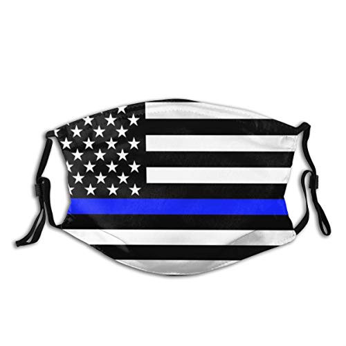 Support the Police with this Thin Blue Line Flag Cloth Face Mask With Filter Pocket Washable Reusable Face Bandanas Balaclava