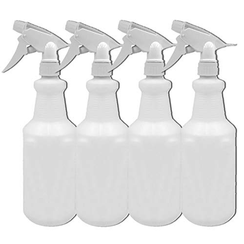 Plastic Spray Bottle 32 Oz All-Purpose EZProUSA Heavy Duty Spraying Bottles Leak Proof Mist Empty Water Bottle for Cleaning Solution Planting Pet Adjustable Nozzle Measurements 360 Upside Down 4-Pack