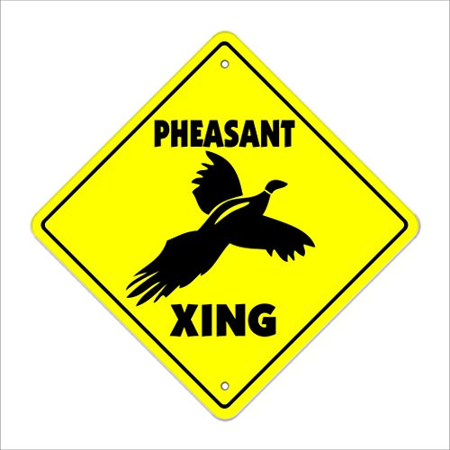 Pheasant Crossing Sign Zone Xing - Indoor/Outdoor - 17 inch Tall Plastic Sign hunter hunting bird shotgun gun