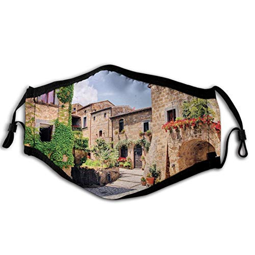 Tuscany Italian Streets in Countryside with Traditional Brick Houses Old Tuscan Prints Printed Multicolor Mouth Cover for WomenFace Mask Reusable Washable Cloth for Men Tuscany Italian Streets in Countryside with Traditional Brick Houses Old Tuscan Prints Printed Multicolor Mouth Cover for WomenFace Mask Reusable Washable Cloth for Men