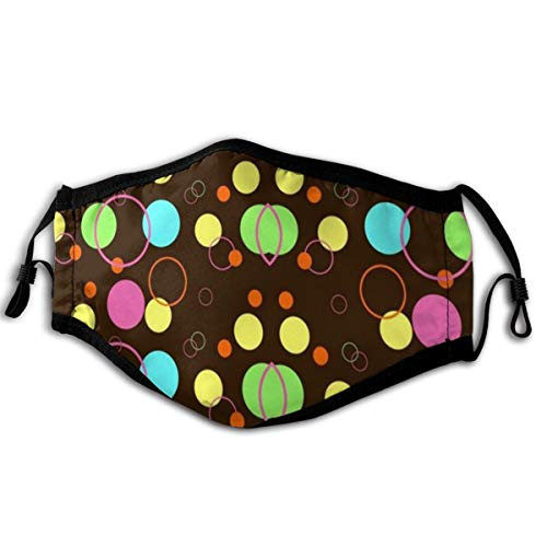 Face Masks Unisex Mouth Cover Mask Retro Circles Washable Black Face Bandanas