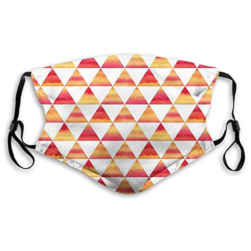 GULTMEE Abstract?Triangle Geometric Forms in Watercolors Style Paintbrush Effects Art PictureOrange Scarlet Windproof Activated Carbon maskFacial Decorations for Adults Made in USA SizeAdult