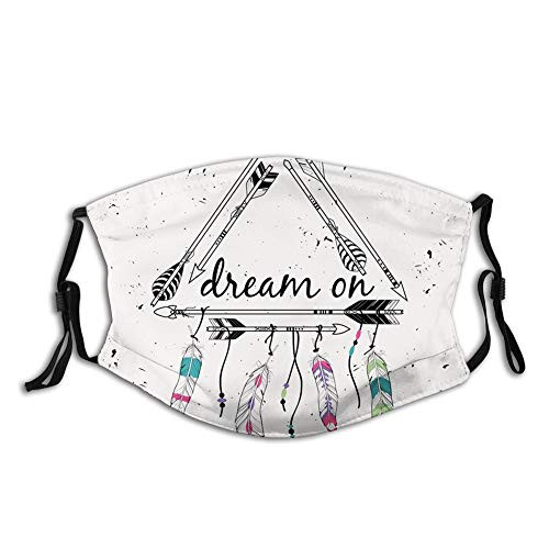 Boho Style Tribal Ethnic Arrows Triangle Shape Dream On Hand Mouth Cover for WomenFace Mask Reusable Washable Cloth for Men SizeAdult