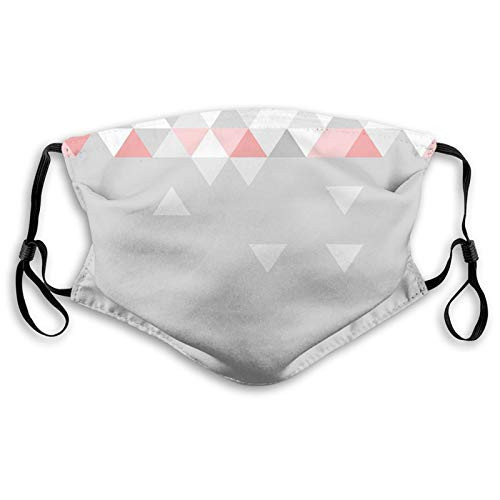 Abstract Geometric Triangles Polygonal Style Modern Symmetric Forms Art Pattern Grey Coral Pale Pink Proof Windproof Face MaskReusableWashable ClothFace CoverCover for Men Women SizeAdult