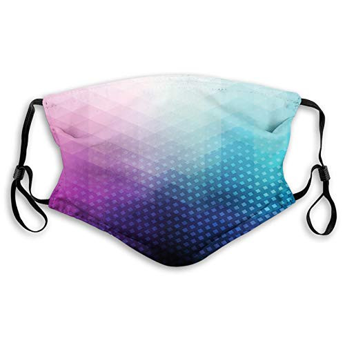 GULTMEE Abstract?Gradient Background with Little Geometric Fractal Triangle Graphic Style?Pink Blue Windproof Activated Carbon maskFacial Decorations for Adults Made in USA SizeAdult