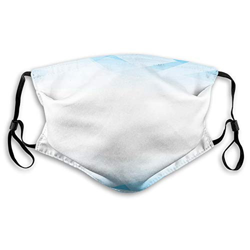 Techno Geometric Blue Tones Futuristic Triangle Abstract Mouth Cover for WomenFace Mask Reusable Washable Cloth for Unisex Adult SizeM