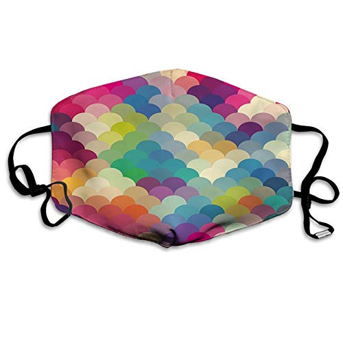 GULTMEE Abstract Colorful Retro Style Scales Inspired Wave Pattern Overlapping Circles Dots Tile Multicolor Windproof Activated Carbon maskFacial Decorations for Adults Made in USA