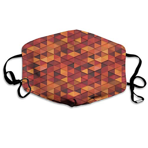 GULTMEE Orange Abstract Vector Retro Pattern of Triangles Modern Art Inspired IllustrationOrange and Brown Women Men Fashion Cloth Face Mask Washable Reusable Adjustable Breathable Made in USA
