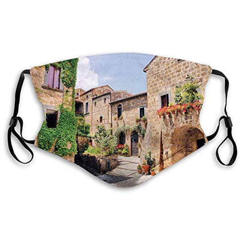 GULTMEE Tuscany?Italian Streets in Countryside with Traditional Brick Houses Old Tuscan Prints?Printed Multicolor Windproof Activated Carbon maskFacial Decorations for Adults Made in USA SizeAdult GULTMEE Tuscany?Italian Streets in Countryside with Traditional Brick Houses Old Tuscan Prints?Printed Multicolor Windproof Activated Carbon maskFacial Decorations for Adults Made in USA SizeAdult