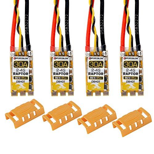 Crazepony 4pcs Flycolor BLHeli_S 30A ESC with ESC Protective Cases,30A BLHeli S 2-4S Lipo Support Dshot 600 Electronic Speed Controller (Automatically Input signal Detected)