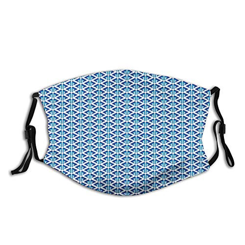 Ornate Impossible Penrose Triangles Pattern Blue Toned Proof Windproof Face MaskReusableWashable ClothFace CoverCover for Men Women SizeAdult