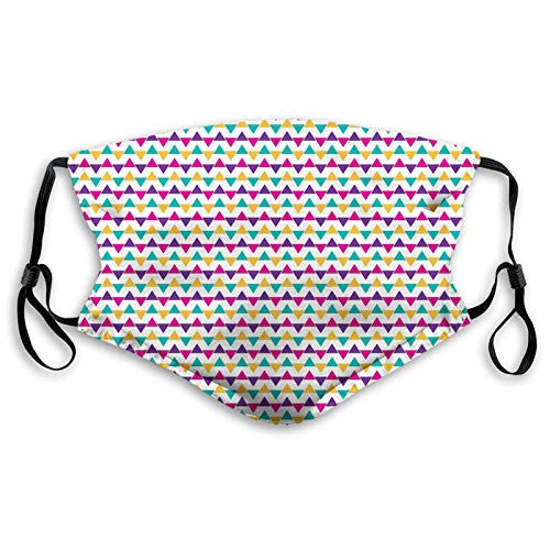 FDIN Geometric Abstract Simple Colorful Pattern with TrianglesMulticolor Windproof Activated Carbon maskFacial Decorations for Adults Made in USA SizeM