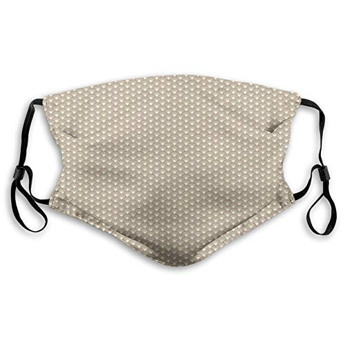 Eastern Half Circular with Wavy Lines Curvy Pattern Traditional EthnicCream Brown Pale Brown Proof Windproof Face MaskReusableWashable ClothFace CoverCover for Men Women SizeAdult