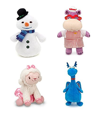 Disney Junior Jr Doc McStuffins CHILLY Snowman Bean Bag Plush & Hallie Hippo Bean Bag Plush & Stuffy Dragon Beanbag Plush and Lambie Beanbag Plush Doll