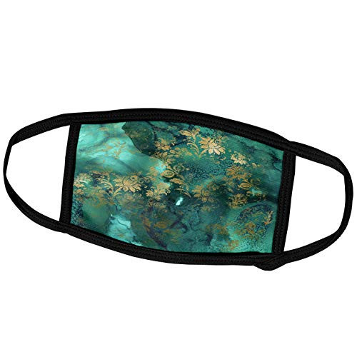 3dRose Elegant Green Watercolor Abstract with A Faux Floral Damask - Face Covers -fc_282970_3-