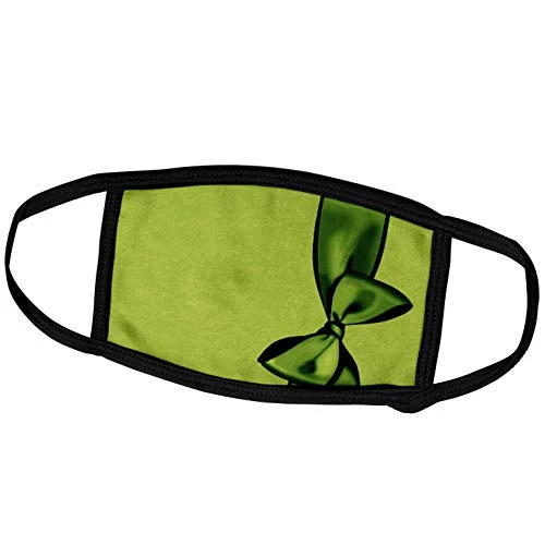 3dRose Olive Green Faux Satin Bow on Rich Lime Green Grunge Damask. - Face Covers -fc_33558_2-