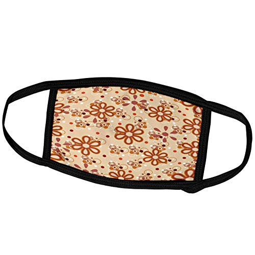 3dRose Anne Marie Baugh Patterns - Cute Orange and Pink Loop Flowers and Circles Pattern - Face Masks -fm_217693_1-