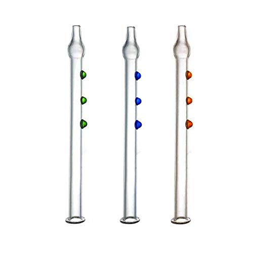 6 inch Honey Straw Glass Straw 3-Pack -Blue PlusGreen PlusOrange-