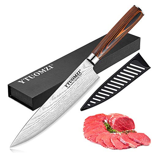 Chef Knife 8 Inch Chefs Knife German High Carbon Stainless Steel Knife with Wooden Ergonomic Handle Professional Sharp Kitchen Knife Chef Knife 8 Inch Chefs Knife German High Carbon Stainless Steel Knife with Wooden Ergonomic Handle Professional Sharp Kitchen Knife