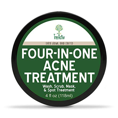 TreeActiv Four-in-One Acne Treatment Acne Face Wash Cleanser Mask for Face Cystic Spot Remover Pimple Kit 4 fl oz -118 ml-