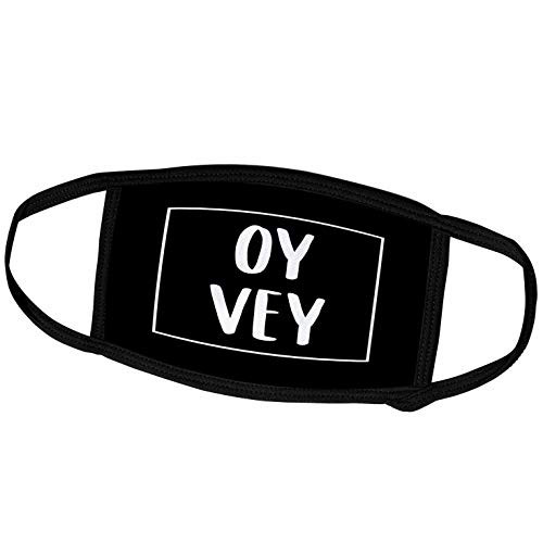 3dRose Oy vey in a Square. Bold White Lettering on a Black Background. - Face Masks -fm_338489_2-