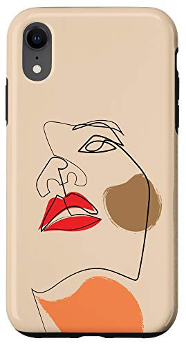 iPhone XR Nude Tones Face Drawing Minimal Abstract Line Art Case