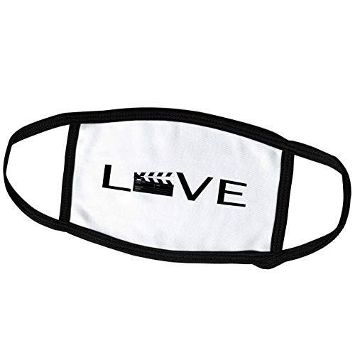 3dRose Love with Movie Clapper for O - Filming Buff Film Making - Black. - Face Masks -fm_180481_2-
