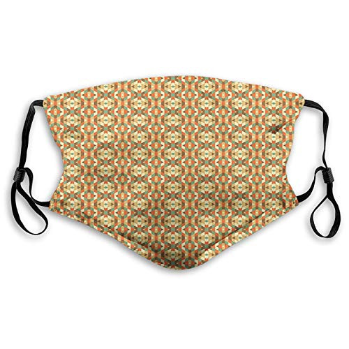 Ethnic Triangles in Earthen Tones Aztec Folk Culture Boho Proof Windproof Face MaskReusableWashable ClothFace CoverCover for Unisex Adult SizeM