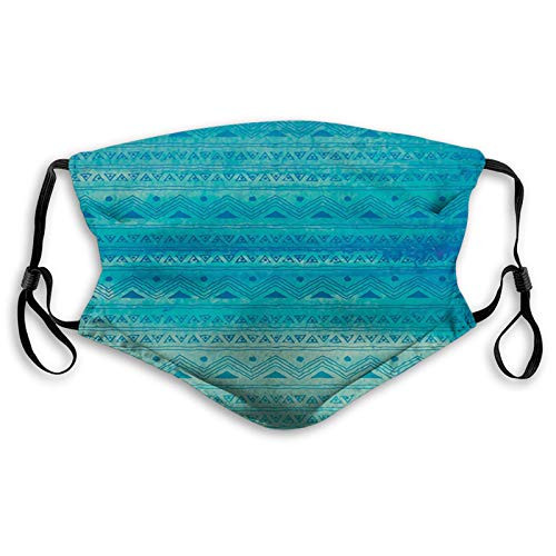 Ethnic Inspired Creative Pattern with Triangles in Horizonta Proof Windproof Face MaskReusableWashable ClothFace CoverCover for Unisex Adult SizeM