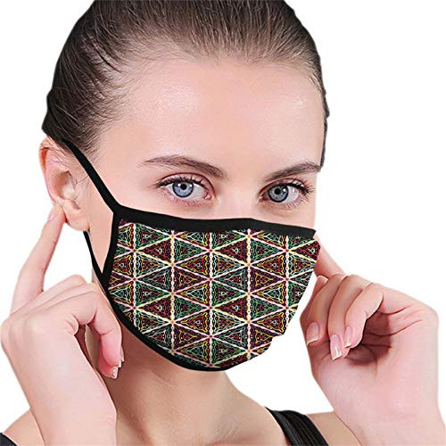 African Grunge Triangle Design Colorful Geometric Mosaic Traditional Batik Pattern Retro Multicolor Reusable Face Mask Balaclava Washable Outdoor Nose Mouth for Men and Women