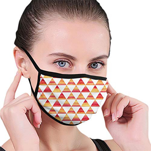 Abstract Triangle Geometric Forms in Watercolors Style Paintbrush Effects Art PictureOrange Scarlet Reusable Face Mask Balaclava Washable Outdoor Nose Mouth for Men and Women