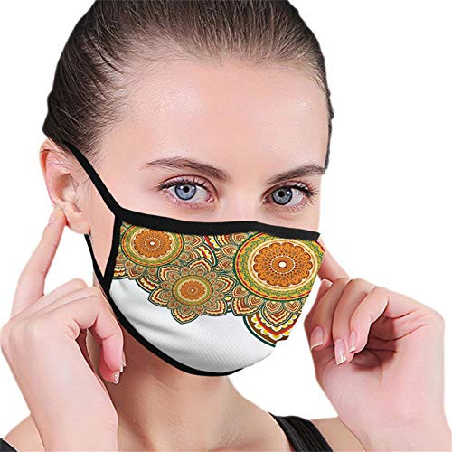 Ethnic Paisley Eastern Oriental Design with Floral Swirls and Circles Work of Art ImageMulticolor Reusable Face Mask Balaclava Washable Outdoor Nose Mouth for Men and Women